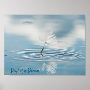 Serenity in Motion: Floating Dandelion Seed Poster