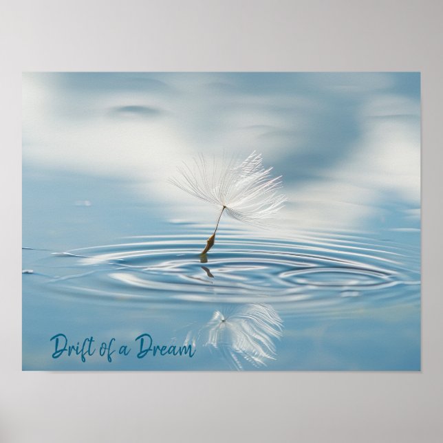 Serenity in Motion: Floating Dandelion Seed Poster (Front)