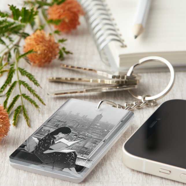Serenity in the City: Book Lover's Keychain (Front Right)