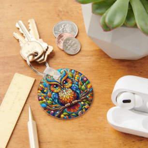 Serenity in the Garden A Bench Among Blooms Key Ring