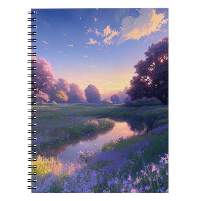 Serenity in the Sunset-Lit Swampy Meadow Notebook (Front)