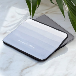 Serenity Lavender Watercolor Dipdye Ombre Stripe Laptop Sleeve