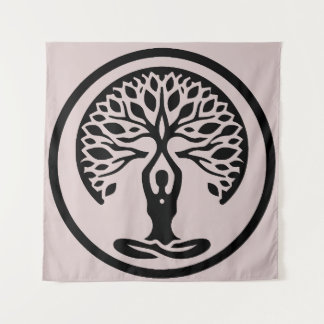 Serenity light Purple Minimalist Yoga Tree of Life Tapestry