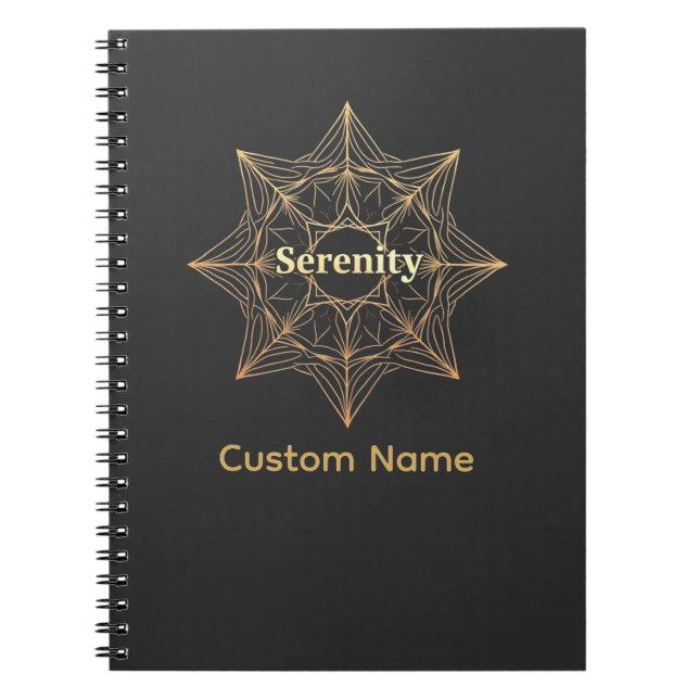 Serenity Mandala Golden Sacred Custom Notebook (Front)
