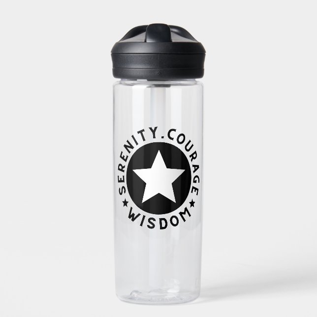 Serenity Meeting Customisable Name and Date Trendy Water Bottle (Front)