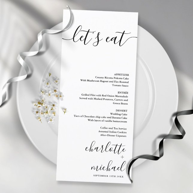SERENITY Modern Minimalist Let's Eat Wedding Menu (Creator Uploaded)