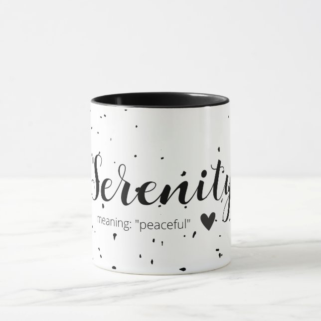 Serenity Name Meaning Minimal Modern Black White Mug (Center)