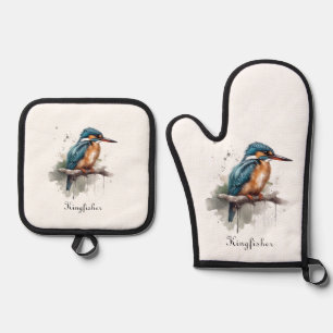 Serenity of the Kingfisher Oven Mitt & Pot Holder Set