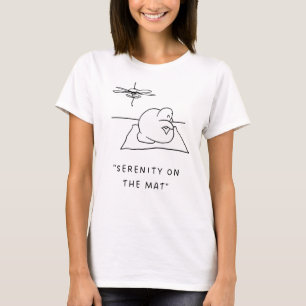 "Serenity on the Mat" Yoga Cat Illustration T-Shirt
