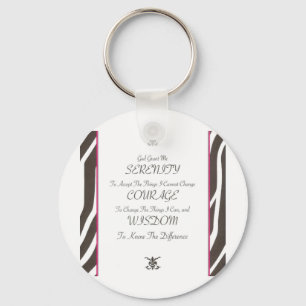 Serenity Poem with Zebra Print Animal Border Trim Key Ring