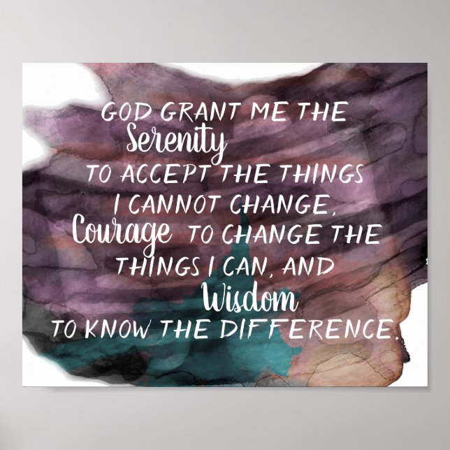 Serenity prayer abstract watercolor design poster (Front)