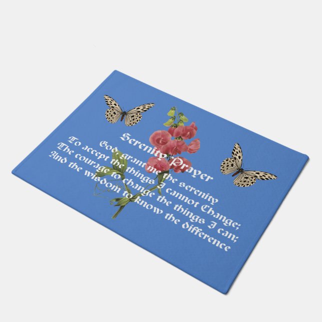 Serenity Prayer And Butterfly   Doormat (Angled)