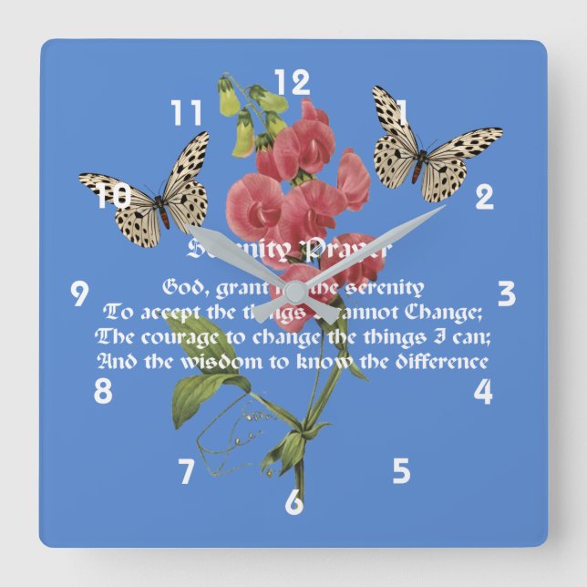 Serenity Prayer And Butterfly      Square Wall Clock (Front)