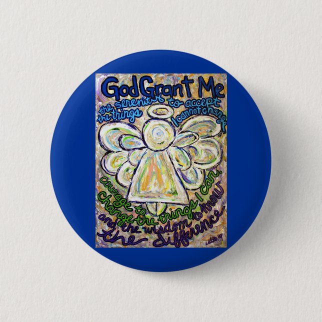 Serenity Prayer Angel Art Painting Button (Front)