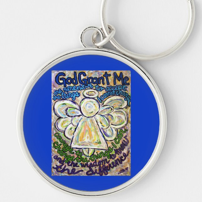 Serenity Prayer Angel Art Painting Keychain (Front)