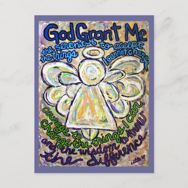 Serenity Prayer Angel Painting Art Postcards (Front)