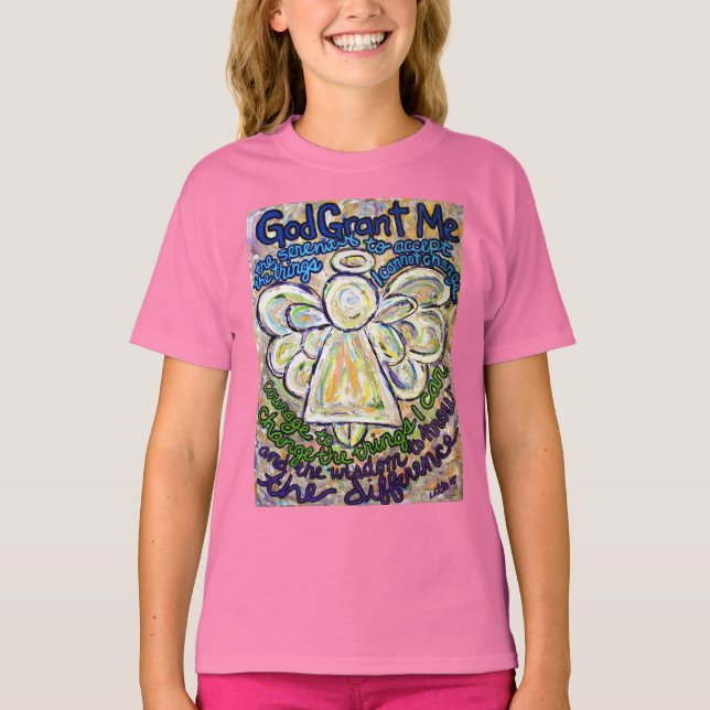 Serenity Prayer Angel T-shirt (Double Angels) (Front)