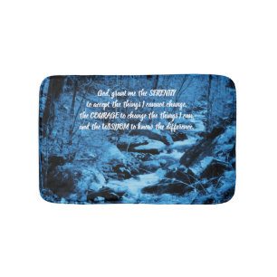 Serenity Prayer Blue Flowing Brook Inspirational Bath Mat