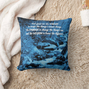 Serenity Prayer Blue Flowing Brook Inspirational Cushion