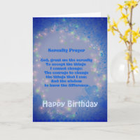 Serenity Prayer Blue Hearts Birthday Card