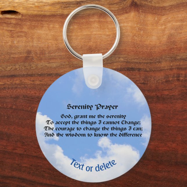 Serenity Prayer Blue Sky Inspirational  Key Ring (Front)
