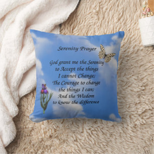 Serenity Prayer Butterfly Flower Inspirational Cushion