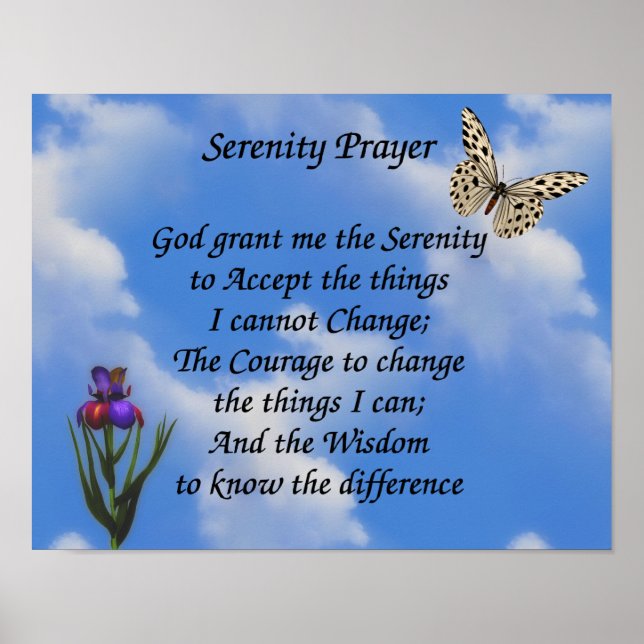 Serenity Prayer Butterfly Flower Inspirational Poster (Front)