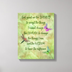 Serenity Prayer Butterfly Inspirational    Canvas Print