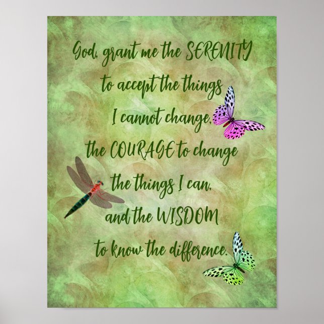 Serenity Prayer Butterfly Inspirational    Poster (Front)