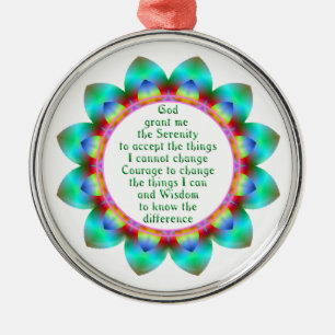 Serenity Prayer centred in 12 petal design flower Metal Tree Decoration