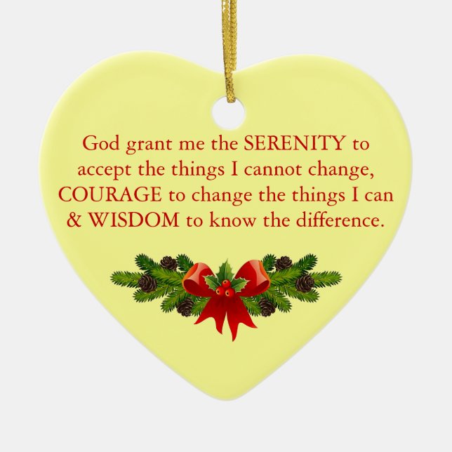 Serenity Prayer Ceramic Tree Decoration (Front)