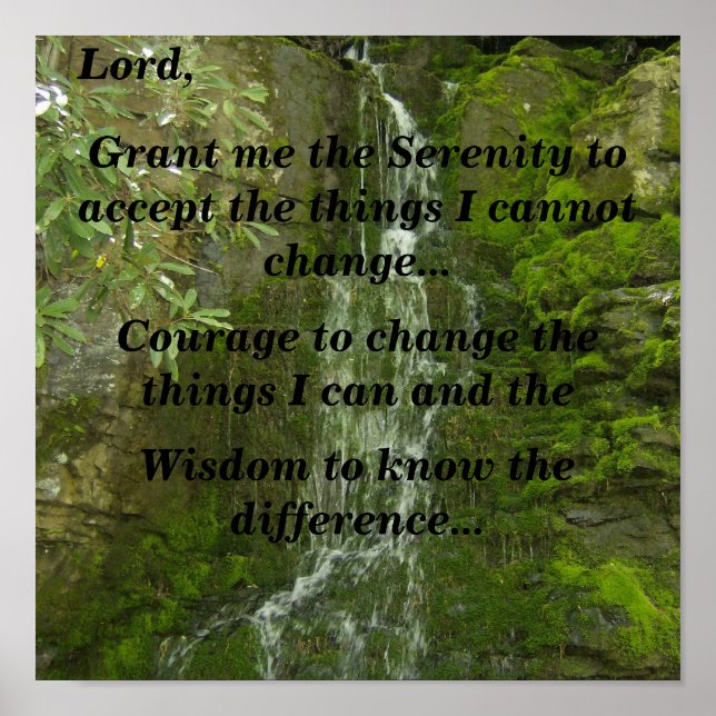 Serenity Prayer (cliff waterfall) Poster (Front)