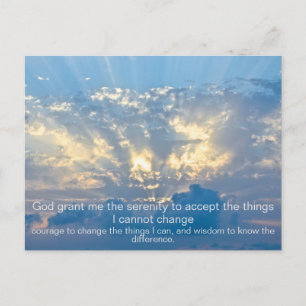 Serenity Prayer - Clouds in Sky with Rays of Sun Postcard