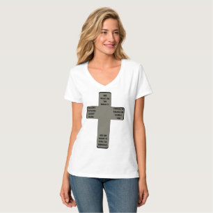 Serenity Prayer Cross Quote Women's V-Neck T-Shirt