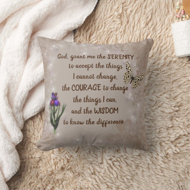 Serenity Prayer Flower Butterfly Inspirational Cushion (Blanket)
