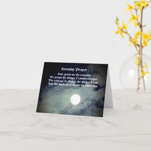 Serenity Prayer Full Moon Inspirational Note Card (Yellow Flower)