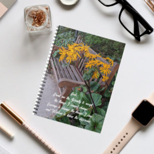 Serenity Prayer Garden Bench Floral Notebook