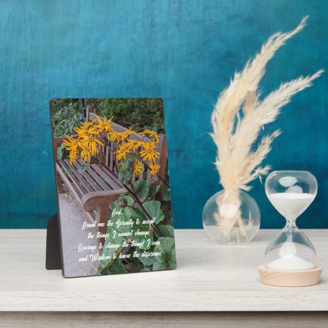 Serenity Prayer Garden Bench Floral Plaque (Side)