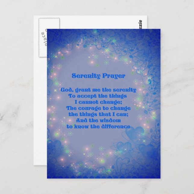 Serenity Prayer Hearts Inspirational  Postcard (Front/Back)