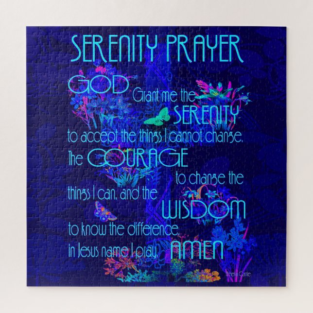 Serenity Prayer in Blue Jigsaw Puzzle (Vertical)