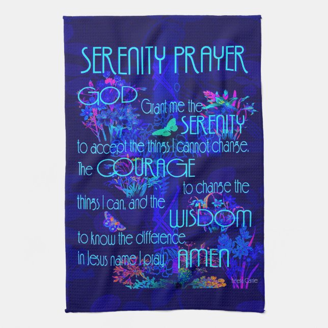 Serenity Prayer in Blue Tea Towel (Vertical)