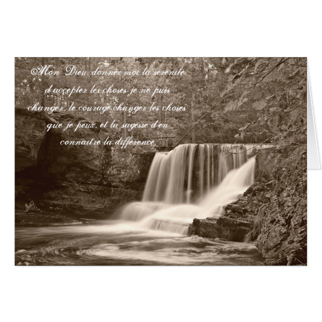 Serenity Prayer in French Waterfall Card (Front Horizontal)