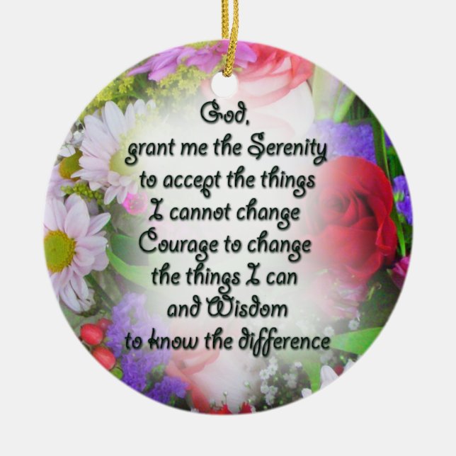 Serenity Prayer Inspiration in Bouquet Design Meta Ceramic Tree Decoration (Front)