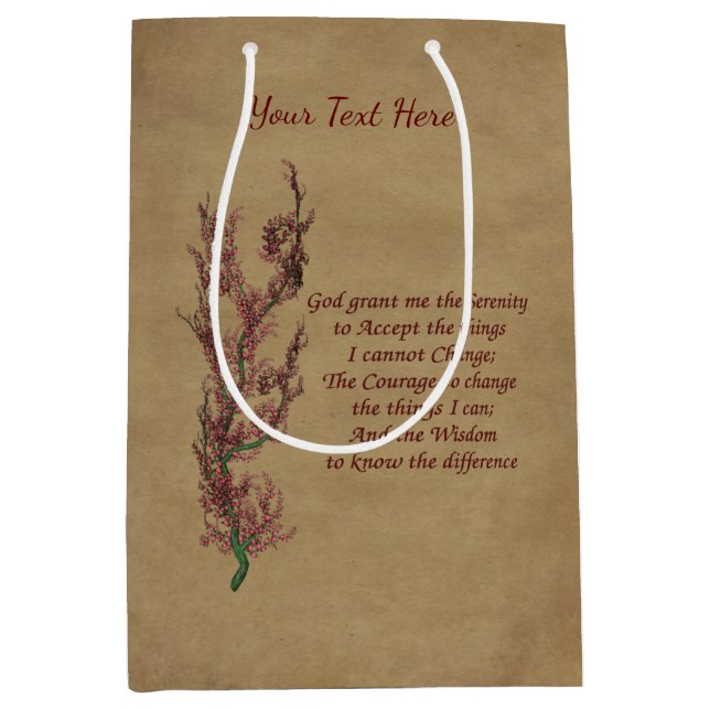 Serenity Prayer Inspirational Floral Personalised Medium Gift Bag (Front)
