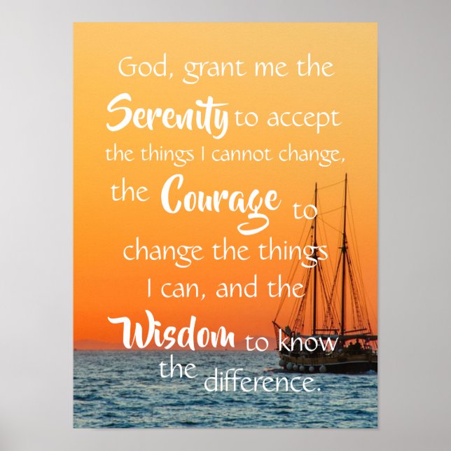 Serenity Prayer Inspirational Ocean Nautical Poster (Front)