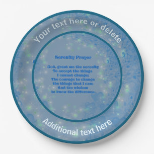 Serenity Prayer Inspirational Personalised Party  Paper Plate