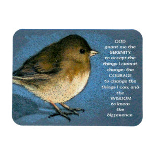 Serenity Prayer: Junco. Colour Pencil Art Magnet