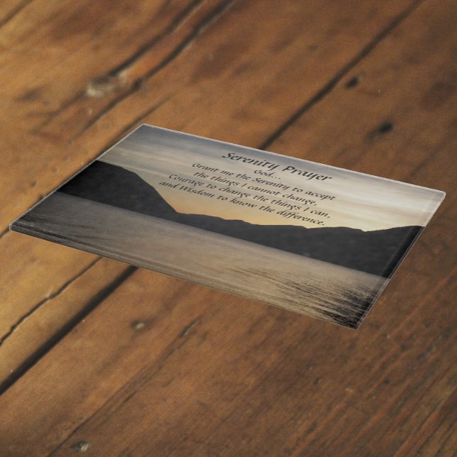 Serenity Prayer Lake Sunset Landscape Cutting Board (In Situ)