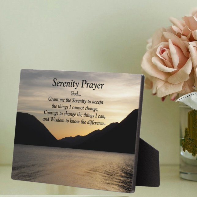 Serenity Prayer Lake Sunset Landscape Plaque (In Situ)