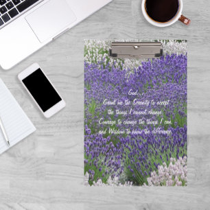Serenity Prayer Lavender Garden Floral Clipboard